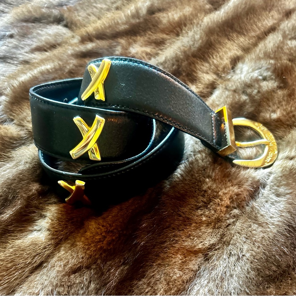 Paloma Picasso Black Leather Vintage Belt
